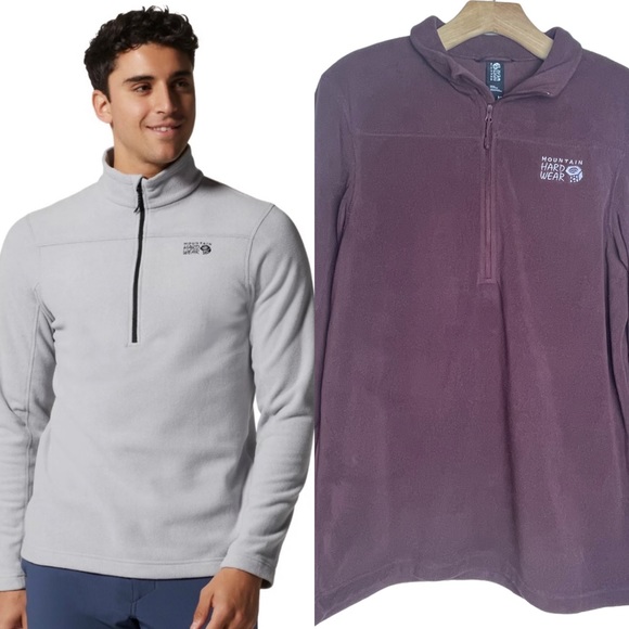 Mountain Hardwear Mens Microchill 2.0 Maroon 1/2 Zip Fleece Sweater Sz Medium - Picture 1 of 15